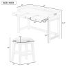 TXREM 4-piece Dining Bar Table Set with 3 Upholstered Stools, Multifunctional Dining Table with 3 Drawers (Natural Wood Wash)