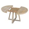 TREXM 5-Piece Retro Functional Dining Set, Round Table with a 16"W Leaf and 4 Upholstered Chairs for Dining Room and Living Room (Natural)