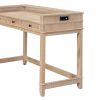 TXREM 4-piece Dining Bar Table Set with 3 Upholstered Stools, Multifunctional Dining Table with 3 Drawers (Natural Wood Wash)