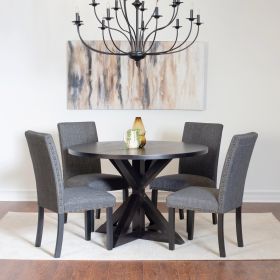 Mytzi 5-piece Dining Set, Cross-Buck Dining Table with 4 Stylish Chairs (Color: as Pic)